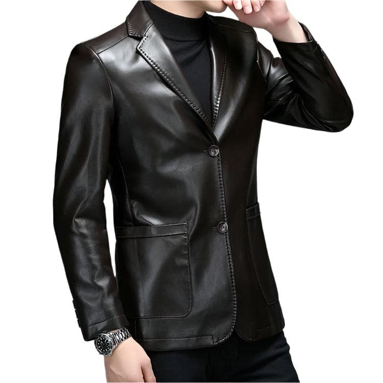 Men's Classic Real Sheepskin Leather Jacket – Business Casual Slim Fit - JVMCL