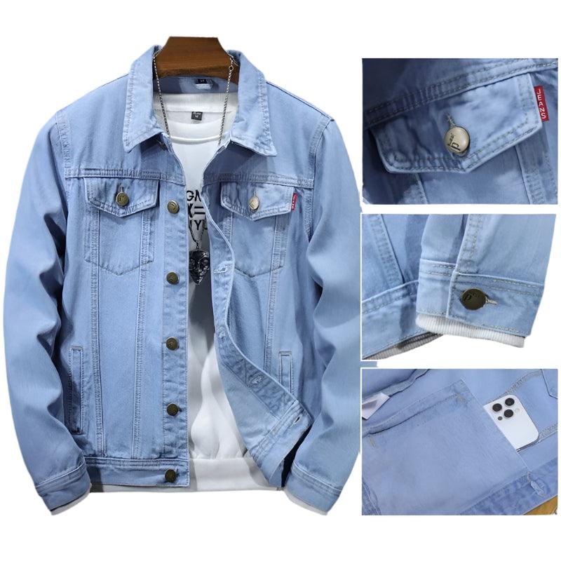 Men's Retro Denim Jacket – Slim Fit Washed Casual Jeans Coat for Spring & Autumn - JVMCL