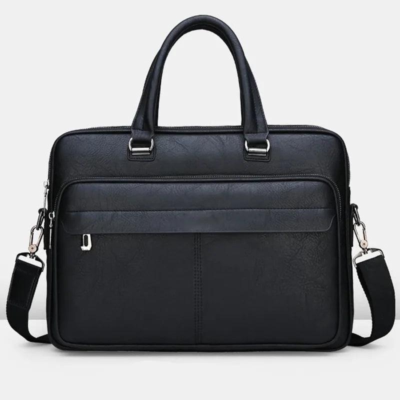 PU Leather Business Briefcase: Handbag, Laptop Folder & Crossbody Messenger Bag - JVMCL