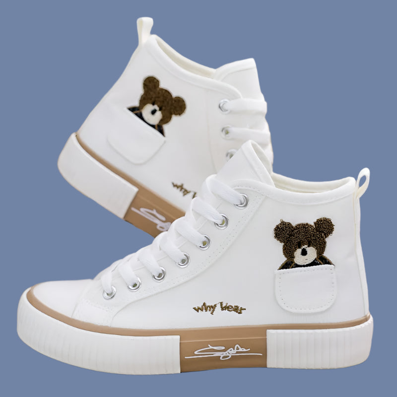 Cute High-Top Canvas Sneakers – Breathable & Stylish Print Vulcanized Shoes - JVMCL