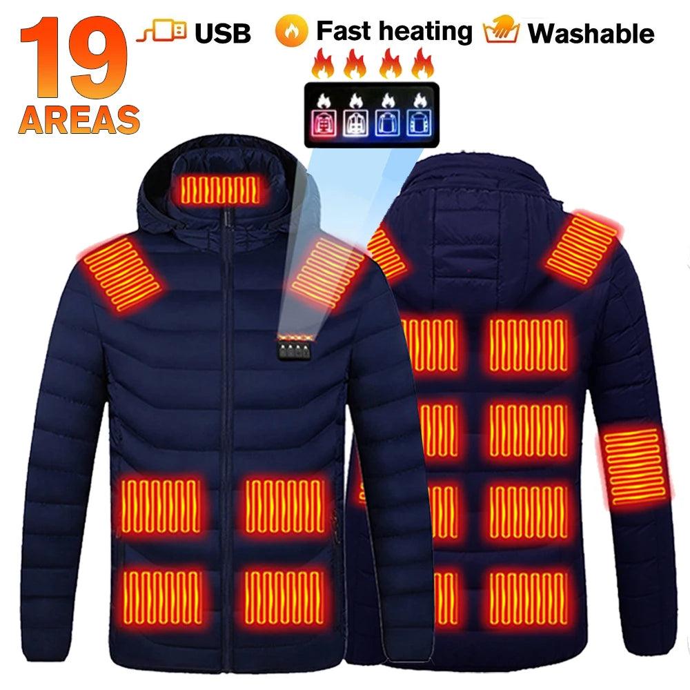 21-Area Heated Waterproof Winter Coat – USB-Powered Warm Vest for Men & Women - JVMCL