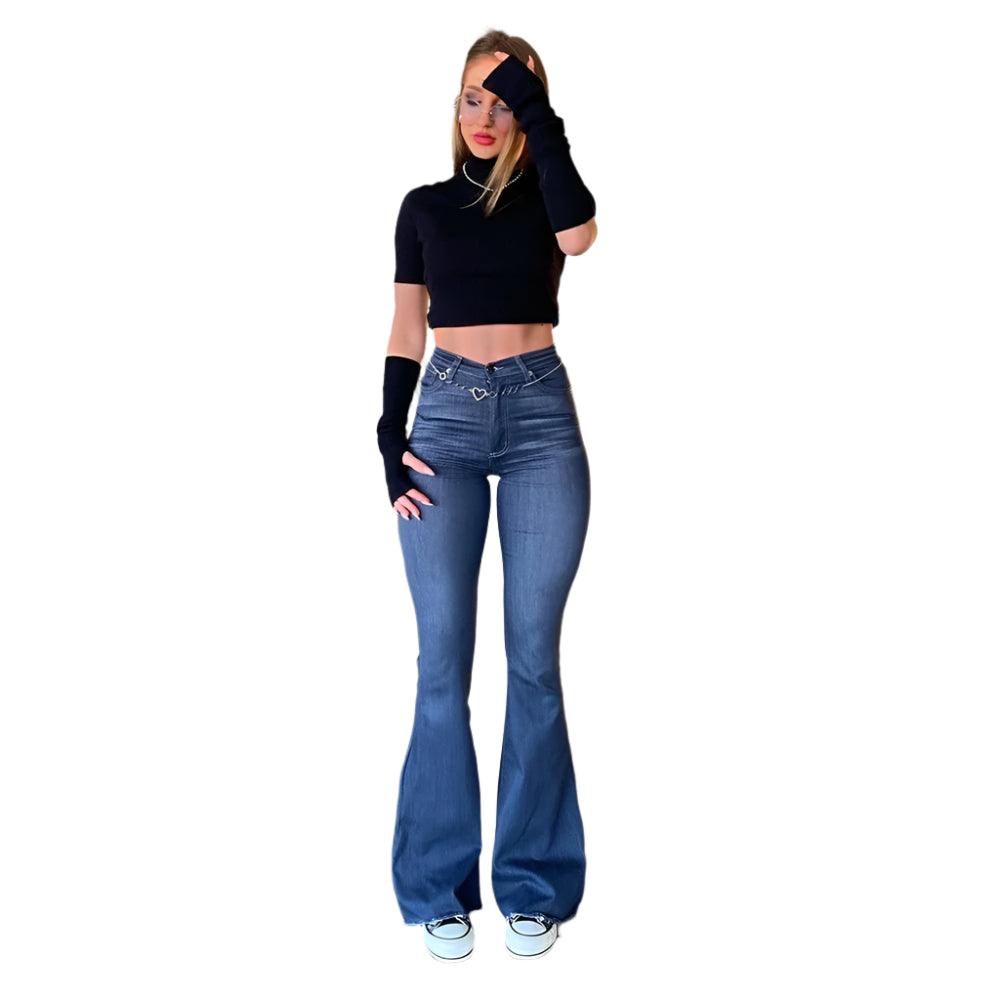 Women’s High-Waist Y2K Flare Jeans – Vintage Streetwear Style - JVMCL