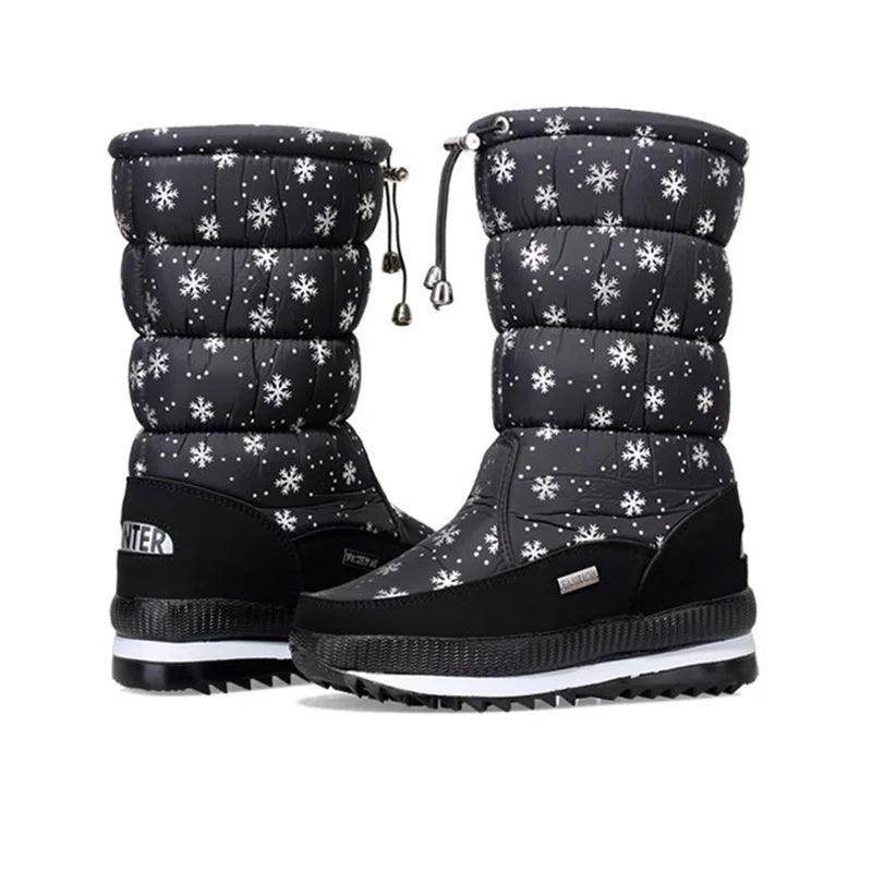 Platform Spring Winter Thick Waterproof Non-slip Fashion Fur Women Snow Boots - JVMCL