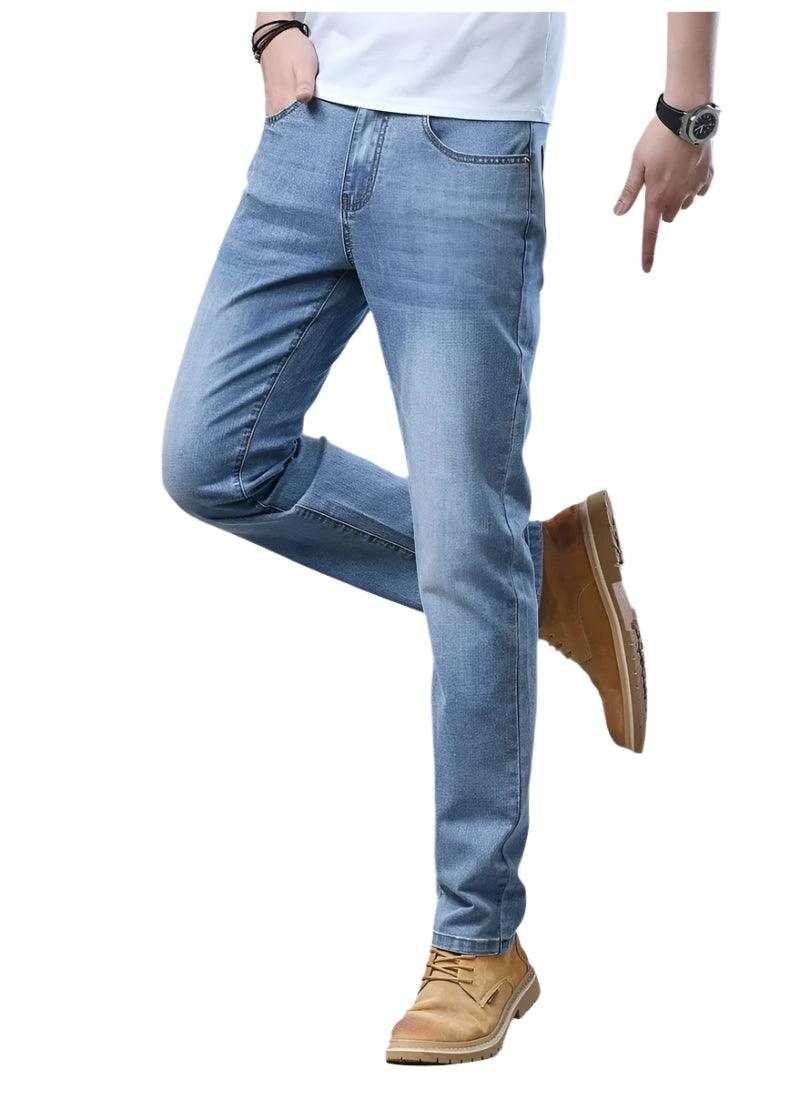 Men's Thin Casual Stretch Fashion Business Casual Straight Classic Denim Pants - JVMCL