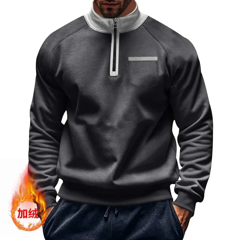 Warm Fleece Half Zipper Tactical Hoodies Stand Collar Sports Sweatshirts 