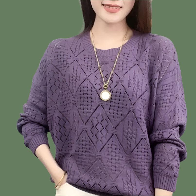 Elegant Knitted Sweater Loose-Fit Daily Work Casual Jumper for Spring Autumn - JVMCL