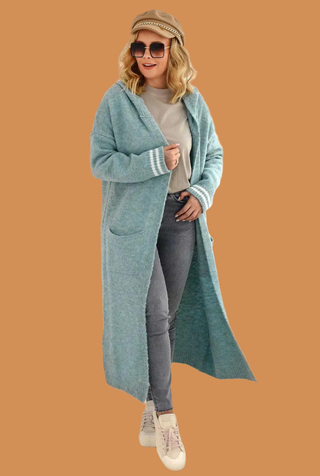 Maxi Soft Loose Long Knitted Hooded Cardigan Sweater Coat for Women - JVMCL