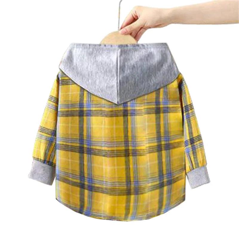 Kitty-Inspired Cute & Casual Hello Hooded Plaid Kids Shirt Outfit (1-12 Years) - JVMCL