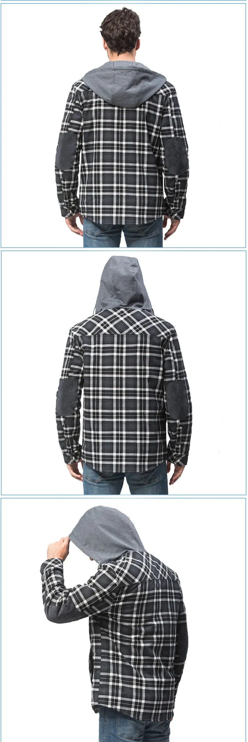 American Cross-Border Men's Plaid Hooded Winter Jacket - JVMCL