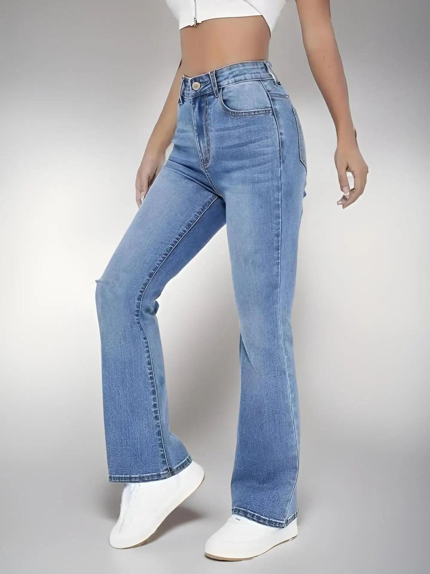 Trendy High-Waist Slimming Straight-Leg Jeans – European & American Casual Chic - JVMCL