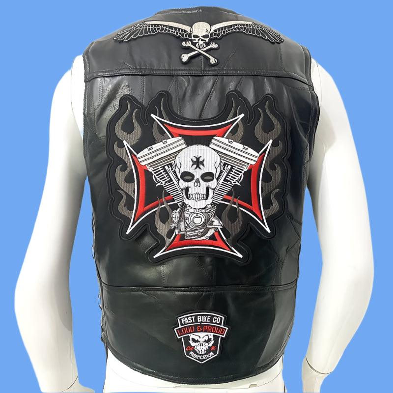 Men's Sleeveless Motorcycle Streetwear Biker Waistcoat Vest Leather Jacket - JVMCL