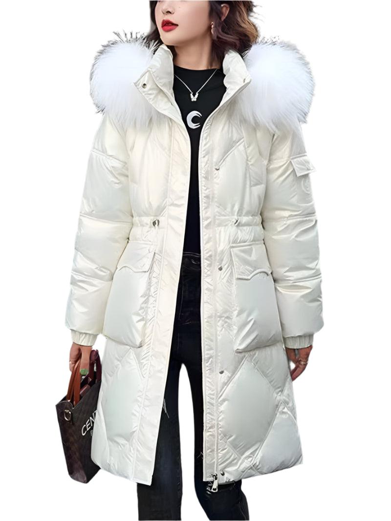 Warm and Stylish All Winter Long Women’s Hooded Fur Collar Parka Jacket - JVMCL