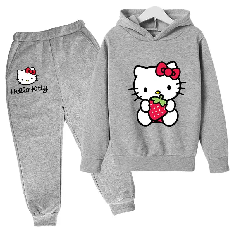 Adorable Cartoon Girls' Tracksuit Hoodie & Pants Set for Kids (4-14 Years) - JVMCL