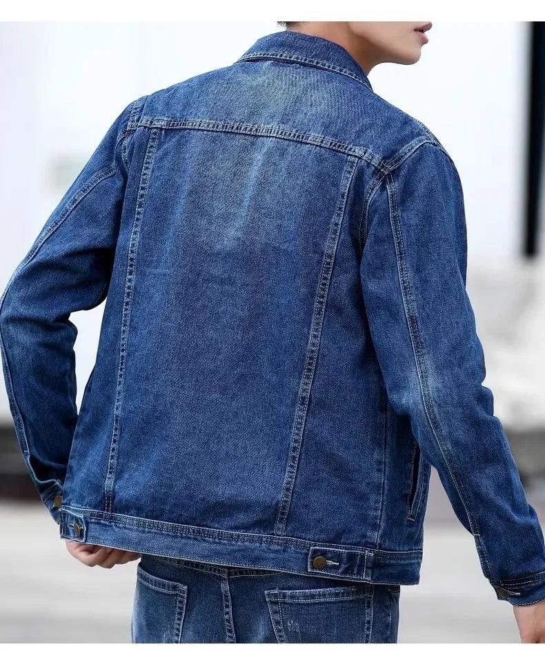 Men's Retro Denim Jacket – Slim Fit Washed Casual Jeans Coat for Spring & Autumn - JVMCL