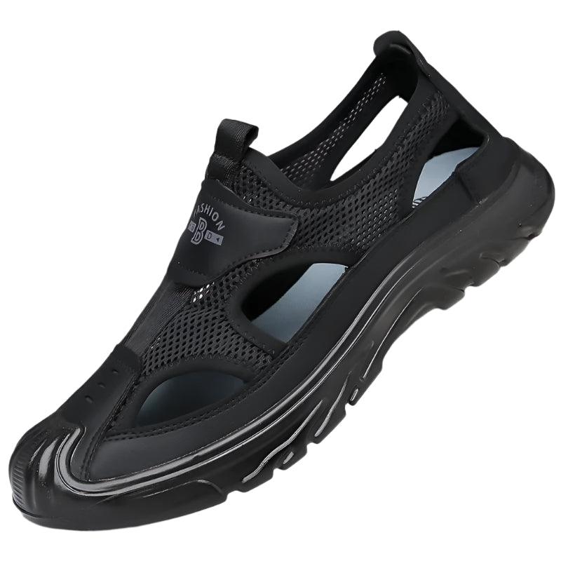 Men's Breathable Mesh Outdoor Sandals – Anti-Skid Hollow Beach Flats - JVMCL