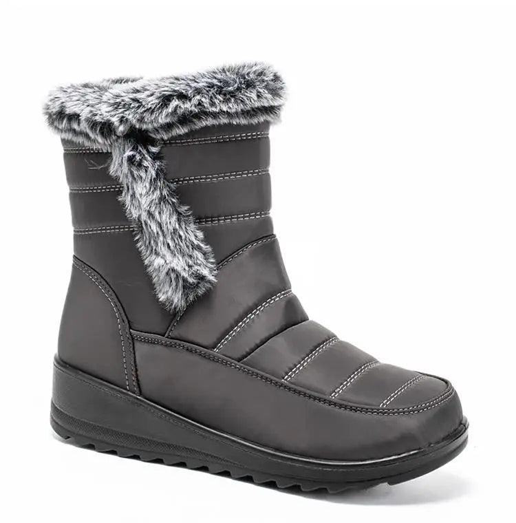 Women's Mid-Calf Snow Boots – Plush-Lined Platform Winter Boots with Down Upper - JVMCL