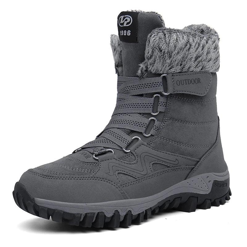 Fur Plush Warm Men Ankle Waterproof Men Boots Outdoor Non-Slip Hiking Boots - JVMCL