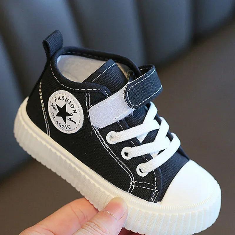 Casual Soft Sole Anti-Slip Colorful High-Top Canvas Sneakers Shoes for Toddlers - JVMCL