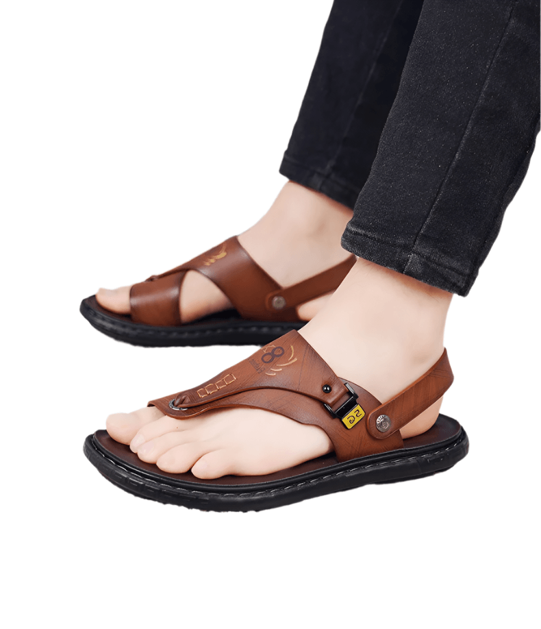 Men's Summer Water Trekking Beach Sandals-Anti-Slip Soft Sole Leather Flip Flops - JVMCL