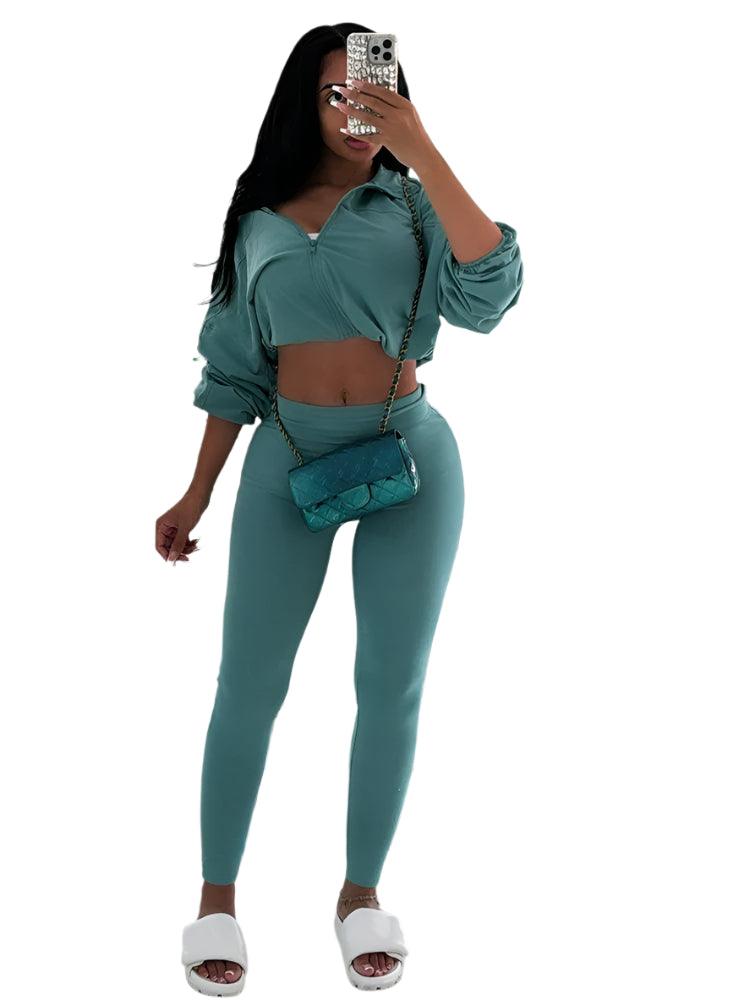 Fashion Women's Jogging Pants Set - Long Sleeve & Leggings Matching Suit - JVMCL