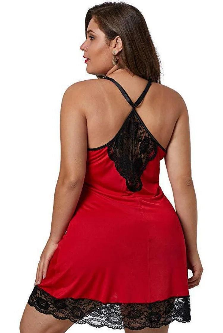 8XL Plus Size Satin Lace Nightgown – Spaghetti Strap Summer Sleepwear for Women - JVMCL