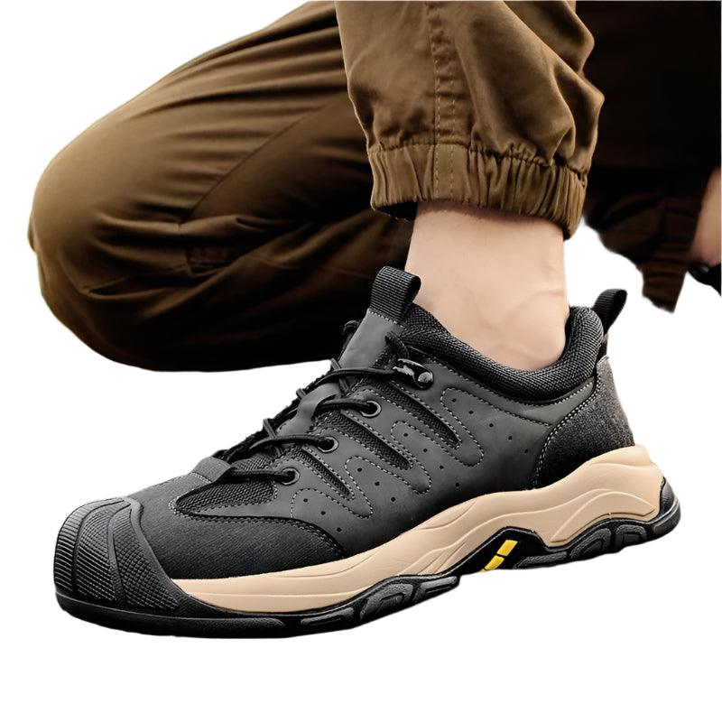 Genuine Leather Men's Hiking Sneakers–Handmade High-Quality Casual Walking Shoes - JVMCL