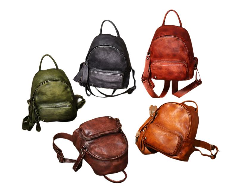 Vintage Genuine Leather Small Backpack – Retro Elegance & Everyday Comfort - JVMCL