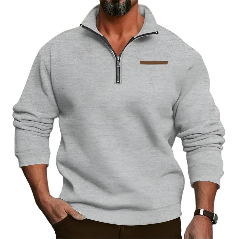 Men’s Large Size Winter Plush Half-Zip Pullover – Casual Stand-Up Collar Hoodie - JVMCL