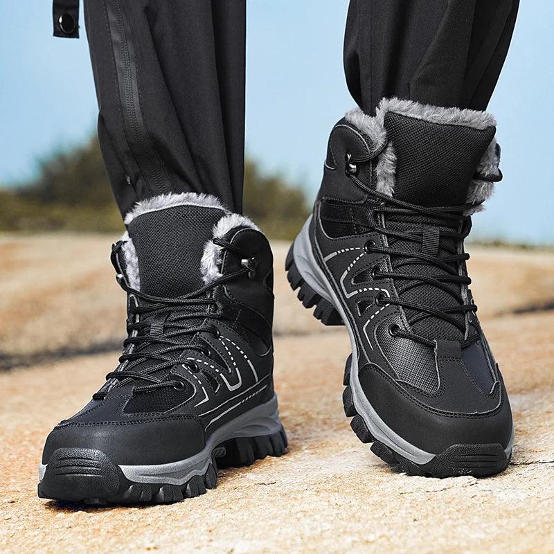 Winter Hiking Boots for Men – Warm Plush Non-Slip Ankle Boots - JVMCL