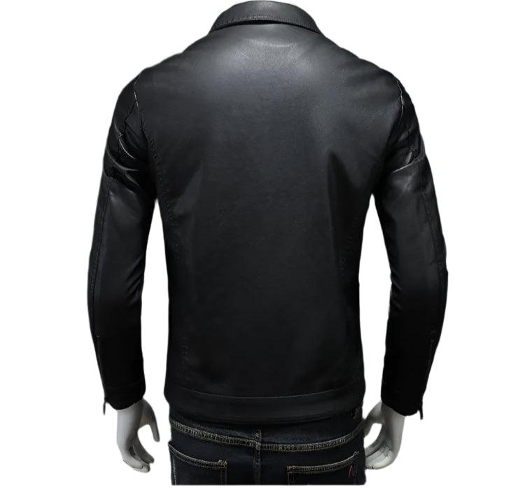 Men’s Lapel Leather Jacket: All-Season Waterproof, Fit & Stylish for Durability - JVMCL