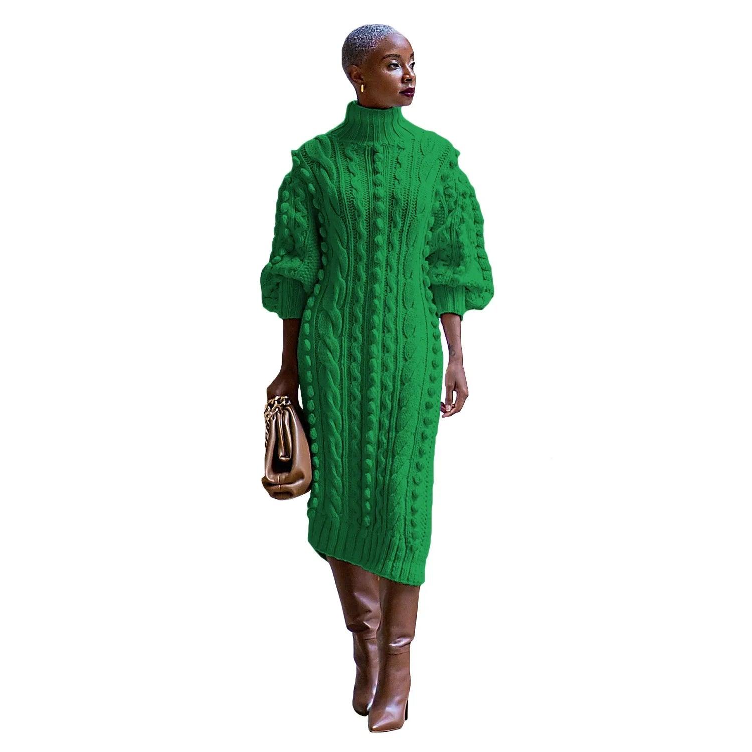 Women Autumn Winter African Knit Dashiki Maxi Dress Collection - JVMCL