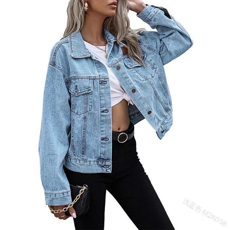 Regular fit Autumn Punk Style Women’s Loose Denim Jacket - Casual Jean Outerwear - JVMCL