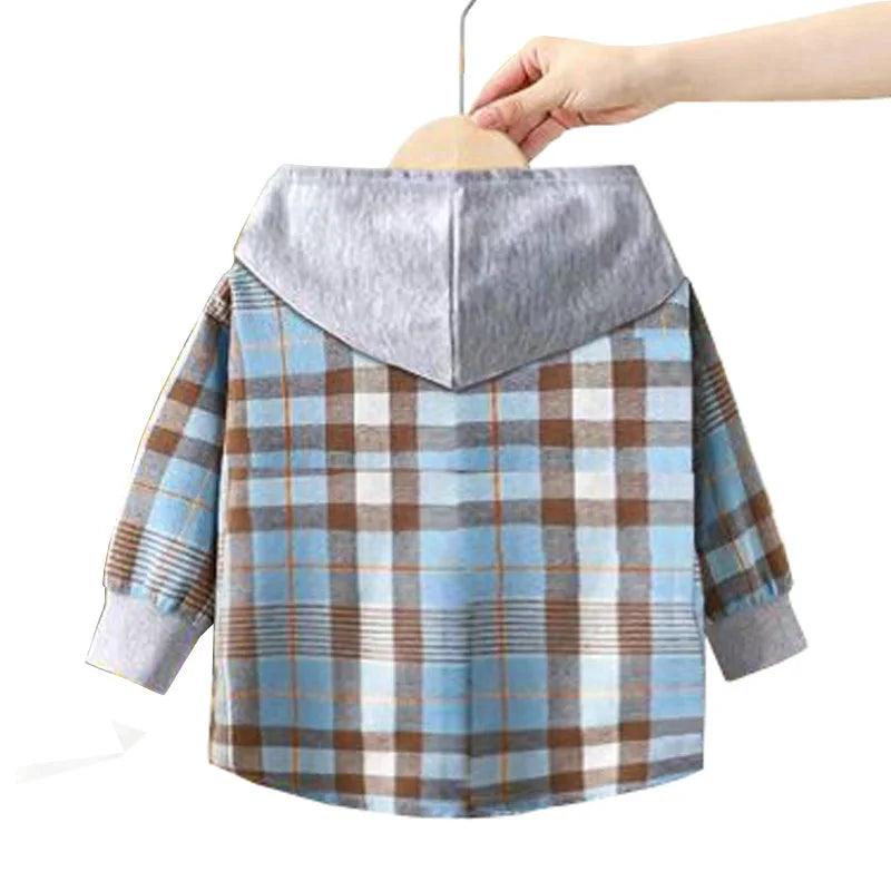 Kitty-Inspired Cute & Casual Hello Hooded Plaid Kids Shirt Outfit (1-12 Years) - JVMCL