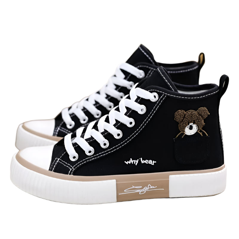 Cute High-Top Canvas Sneakers – Breathable & Stylish Print Vulcanized Shoes - JVMCL