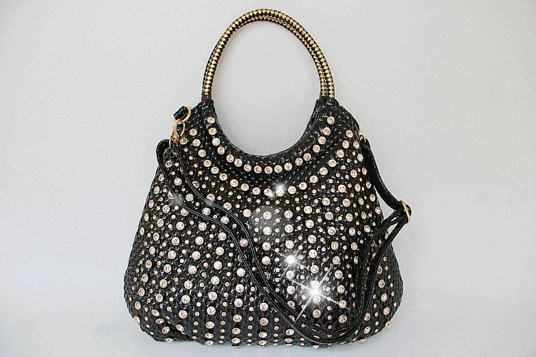 Luxury Fashion Diamond-Embellished Genuine Leather Shoulder Bag – Elegant & Timeless - JVMCL