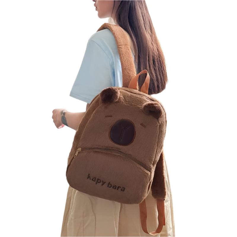 Cute Animal Embroidered Large-Capacity Plush Shoulder Bag Backpack for Outings - JVMCL