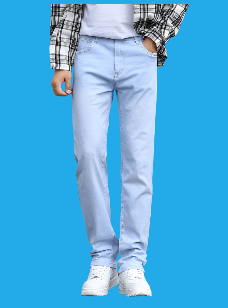 Autumn New Men's Sky Blue Slim Stretch Jeans – Classic Casual Style - JVMCL