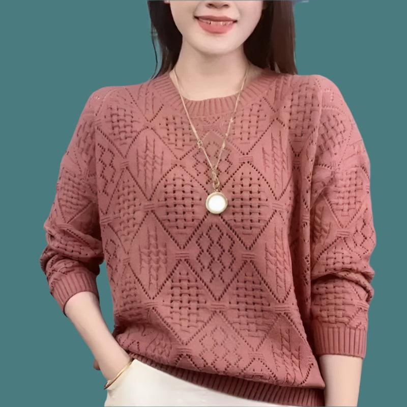 Elegant Knitted Sweater Loose-Fit Daily Work Casual Jumper for Spring Autumn - JVMCL