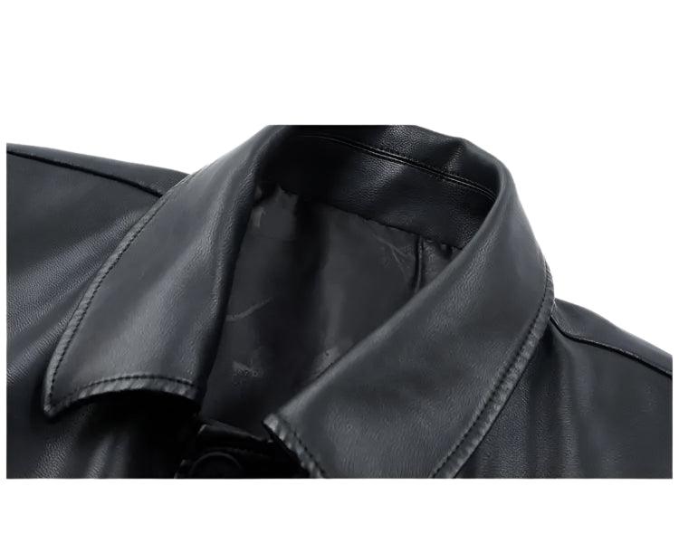 7XL Midi Long Winter Plush Warm Leather Windbreaker Male Large Size Men's Leather Jacket - JVMCL