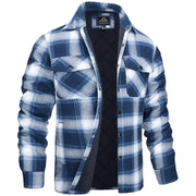 Men’s Plaid Long-Sleeve Winter Jacket – Thick Lapel Bomber Coat for Autumn & Winter - JVMCL