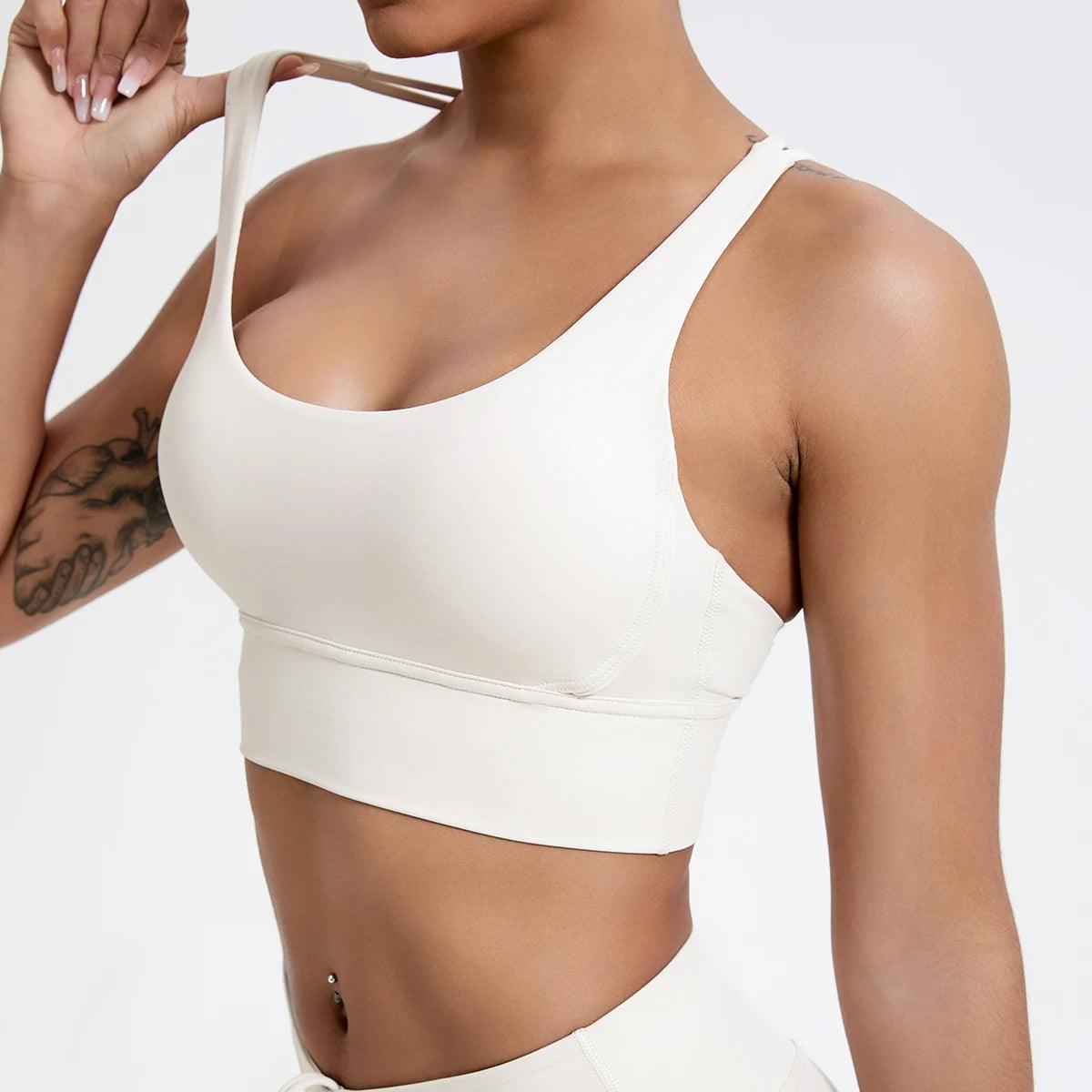 Women's Push-Up Cross-Back Sports Bra – Shockproof & Breathable Workout Crop Top - JVMCL