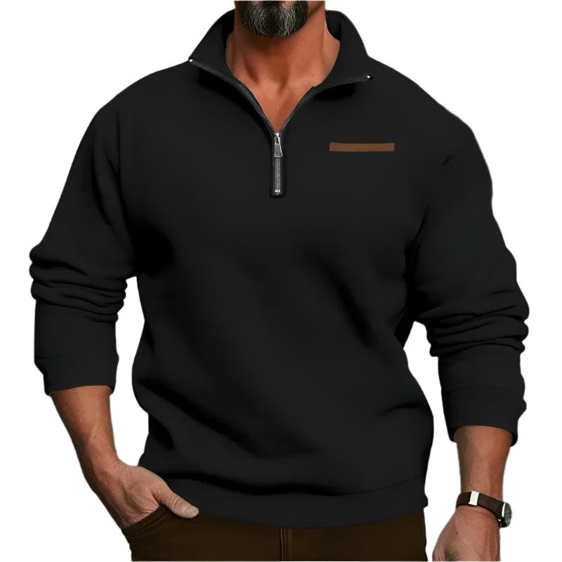 Men’s Large Size Winter Plush Half-Zip Pullover – Casual Stand-Up Collar Hoodie - JVMCL