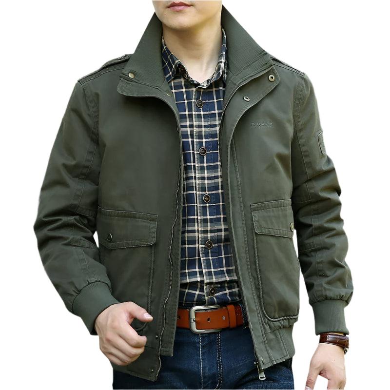 Men's Cotton Military Tooling Spring Autumn Jacket – Stand Collar Casual Coat - JVMCL