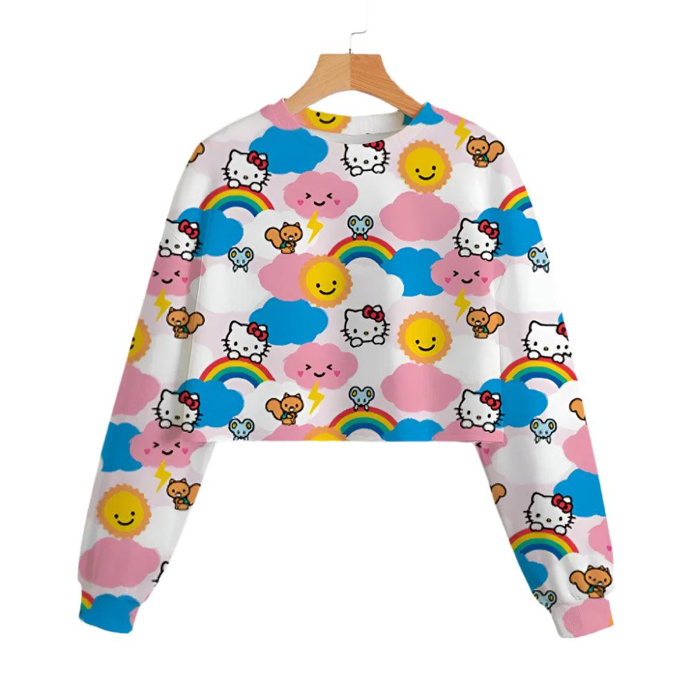 Hello Kitty Girls' Short Hoodie – Cute & Comfortable Autumn Sweatshirt - JVMCL