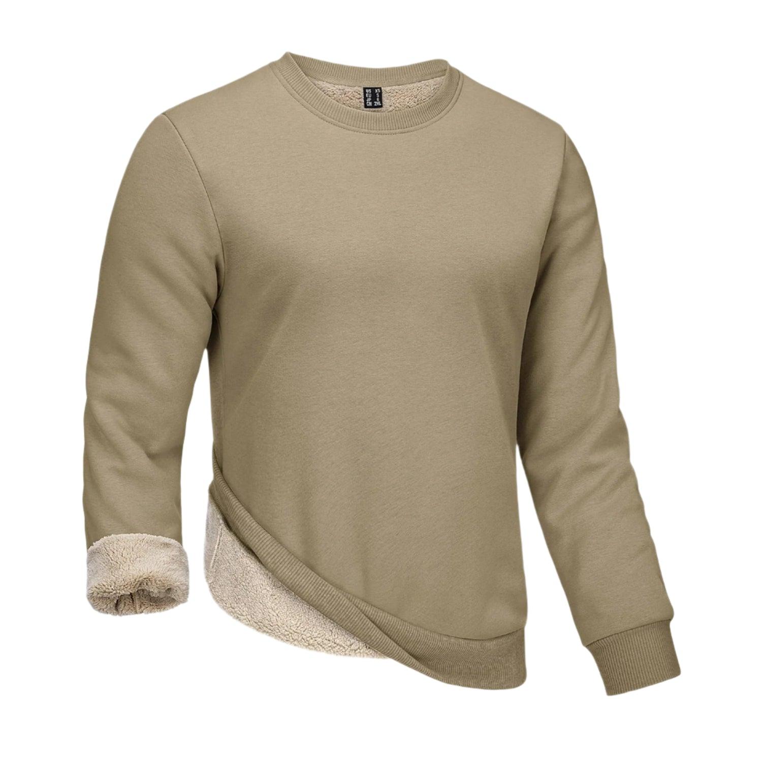 Men's Thicken Fleece Crewneck Sweatshirt – Heavy Sherpa-Lined Winter Pullover - JVMCL