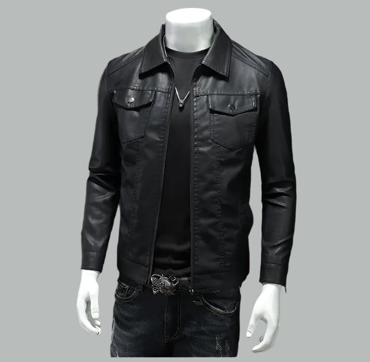 Comfort Ride : Durable Padded Velvet Lining Slim-Fit Leather Motorcycle Jacket - JVMCL