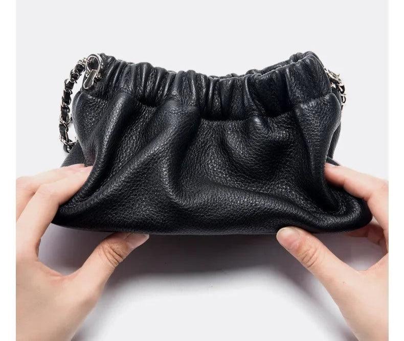 Soft Genuine Leather Cloud Clutch – Dumpling-Style Crossbody & Underarm Bag - JVMCL