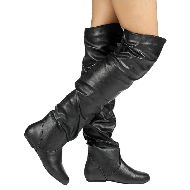 Versatile Women’s Mid-Calf Low Heel Western Chunky Platform Motorcycle Boots - JVMCL