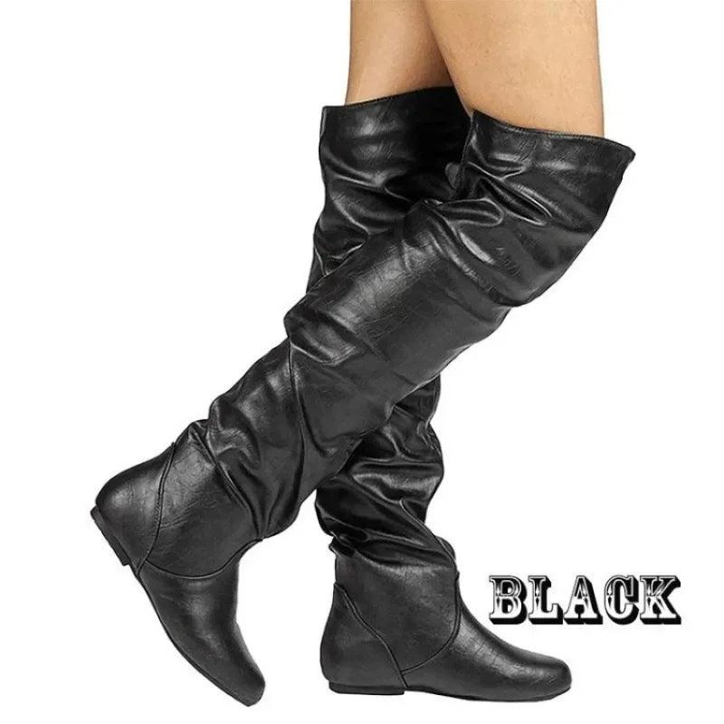 Versatile Women’s Mid-Calf Low Heel Western Chunky Platform Motorcycle Boots - JVMCL