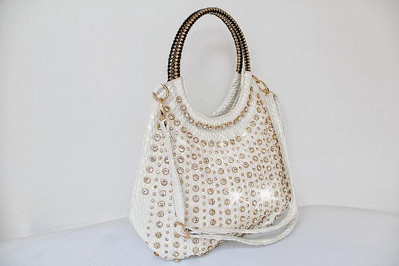 Luxury Fashion Diamond-Embellished Genuine Leather Shoulder Bag – Elegant & Timeless - JVMCL